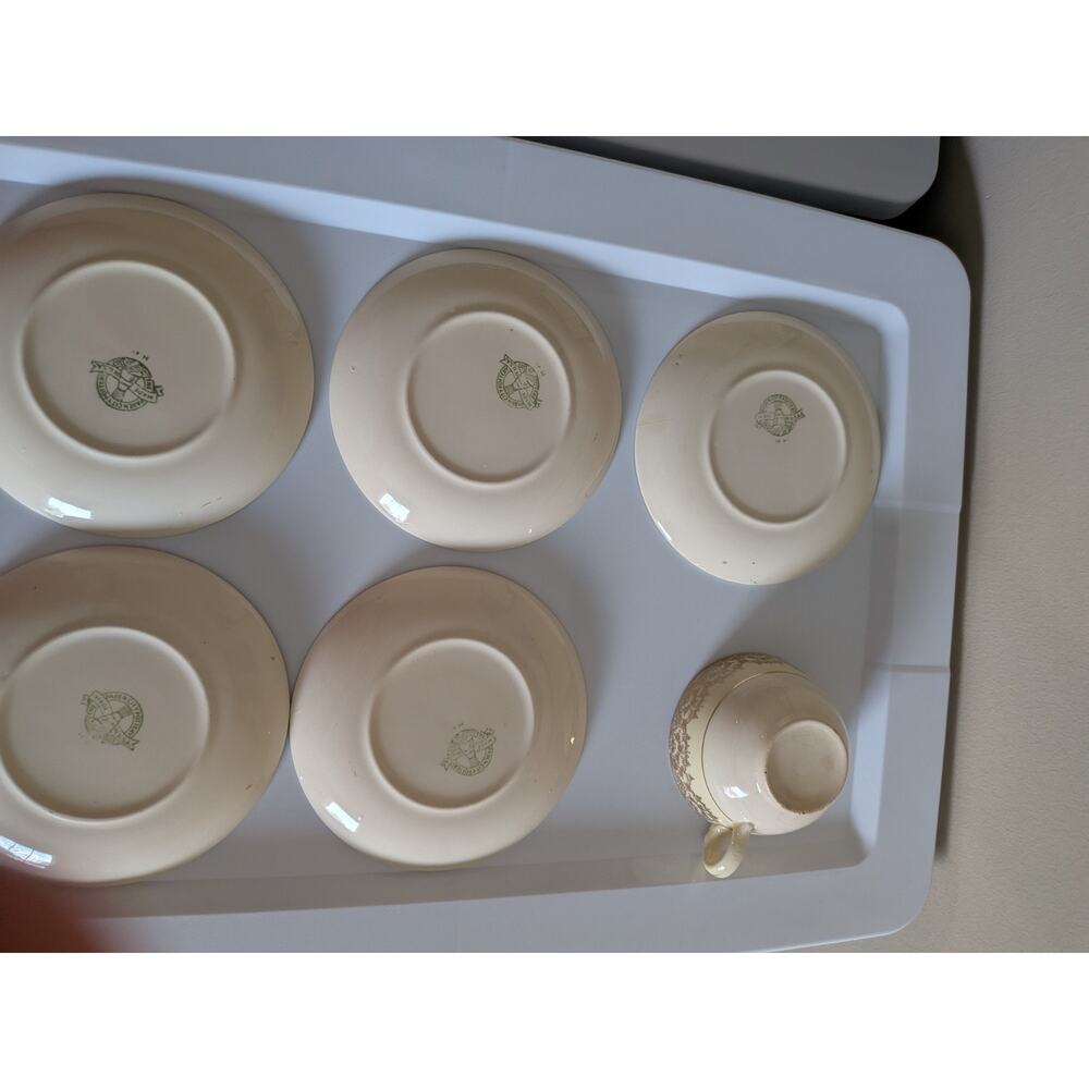 Paden City Pottery Pink Rose Pattern & Gold Trim Set Of 8 Plates & 2 Tea Cups - Picture 7 of 8